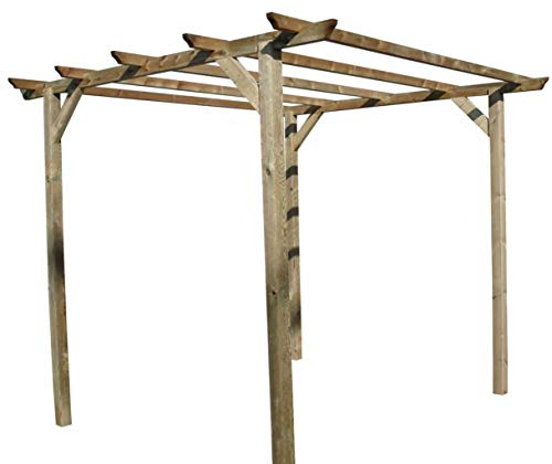 MilaniHome.it - Pergolato da Giardino in Legno Cm 300x300x250 H Pergola Pompeiana per Esterno in Legno di Pino Verniciato in Autoclavedi coloreMarrone