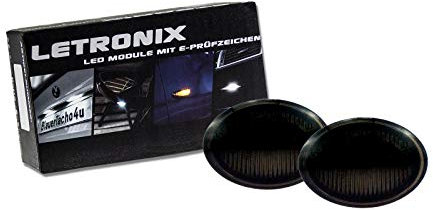 LETRONIX LED Seitenblinker Blinker Module Smoke Schwarz geeignet für Auto 500 Typ 312 / 500L Typ ZAF 199 / Bravo Typ 198 / Lybra/Ypsilon Typ 843 / KA Typ RU8 / Gran Cabrio/Quattroporte/Gran Turismo