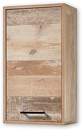 Stella Trading ROOF Badezimmer Hängeschrank in Eiche Old Style Optik - Badezimmerschrank Bad Schrank mit viel Stauraum - 38 x 68 x 23 cm (B/H/T)