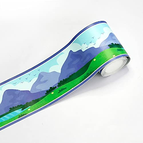 TopHomer Wallpaper Border Self-Adhesive Wall Decor Sticker, Wall Paper Border Self Stick Wall Covering PVC Floor Borders DIY Home Decor for Kids Bedroom, Classroom or Playroom-Mountain Lake