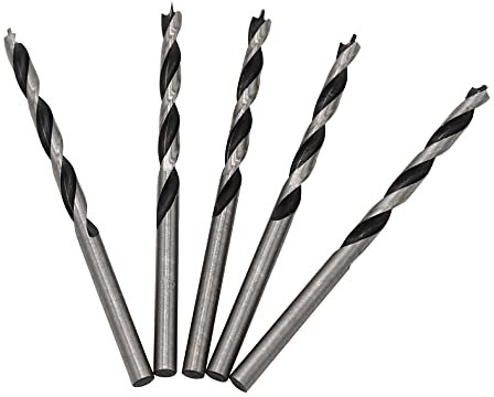 Brad Point Drill Bits 4mm (5/32) Wood Drill Bit Set Woodworking Drills High Carbon Steel for Furniture Hardwood Softwood Cupboard Wardrobe 5 Pack
