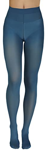 Annes styling Collants unis pour femme 40 deniers mats semi-opaques en microfibre classique Zarra, Turquoise, L