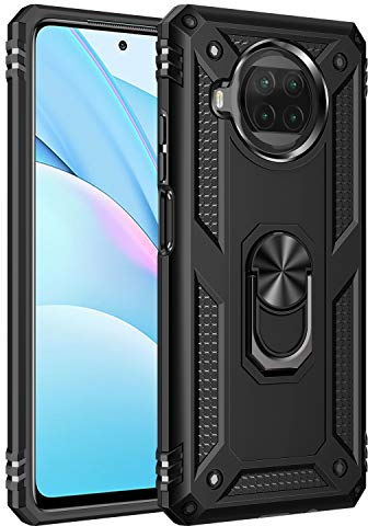 Coque pour Xiaomi Mi 10T Lite Housse Antichoc avec Anneau Rotatif Aimant 360 Degrés Etui Magnétique Rigide Dure Armure Bague Support Renforcée (Xiaomi Mi 10T Lite, Noir)