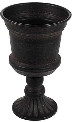 Angoily Wohnkultur Blumentopf Eisen Urne Vase Metall Blumentopf Garten Arrangement Vase Topf Bauernhaus Pflanzenhalter Urne Tisch Mittelstück Für Hochzeitstag Tisch (Schwarz) Grau Groß