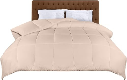 Utopia Bedding Bettdecke 220 x 260 cm, Ganzjahres-Bettdecke, Leichte Bettdecke mit Polyesterfüllung, Mikrofaser Schlafdecke (Beige)