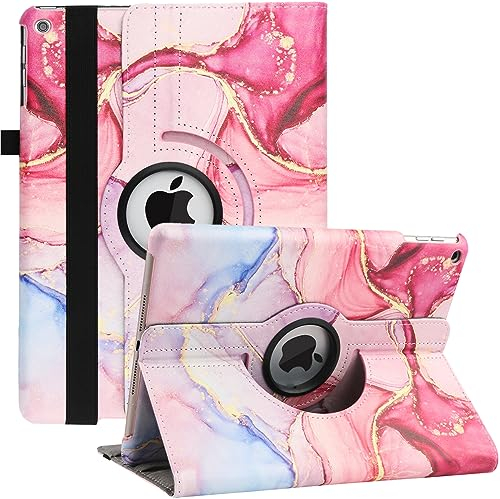 Custodia per iPad 9a / 8a / 7a Generazione (2021 2020 2019) 10.2 Pollici - 360 Gradi di Rotante Cover Protettiva Case con Auto Sonno/Sveglia (Pink Marble)