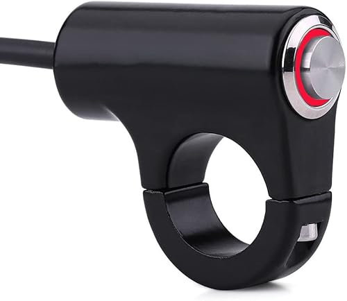 RUNCCI-YUN 22 mm Interruttore di montaggio Manubrio Moto Pulsante del freno del faro Fendinebbia ON/OFF,con Indicatore Luminoso Rosso