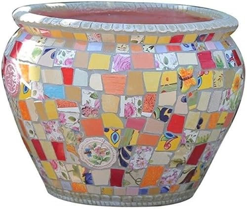 BUNCC Charakteristischer Mexiko-Mosaik-Keramik-Blumentopf für den Außenbereich, kreatives Farbprozessmuster, Blumentopf, Villa, Garten, Dekoration, Landschaft, Bonsai, externe Pflanzgefäße, übergroßes