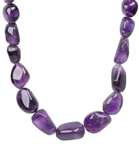 ELEDORO echter Amethyst Halskette Collier für damen aus Silber 925 Trommelstein lila 45cm lang