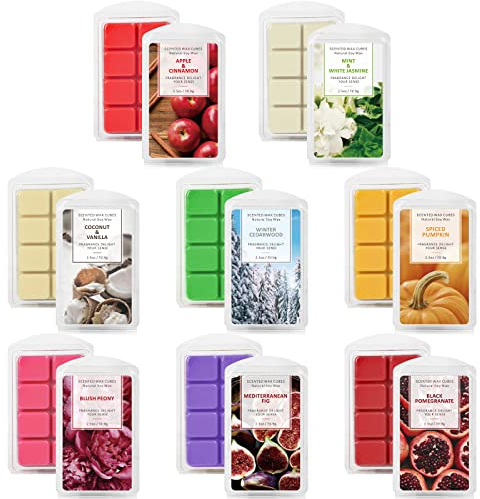 LA BELLEFÉE Duftwachs Wax Melts Sojawachs Raumduft Duftkerze, insgesamt 48 Würfel (560g) - 8 Verschiedene Düfte Geschenk Set für Valentinstag, Hochzeiten, Geburtstag, Weihnachten, Duftlampen Scented