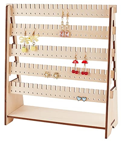PandaHall Porte-Boucles D'Oreilles, Présentoirs de Boucles D'Oreilles en Bois à 5 étage, Assemblé Bijoux Tour Boucle D'Oreille Organisateur Titulaire Oreille Stud Titulaire, 0.5 cm d'épaisseur