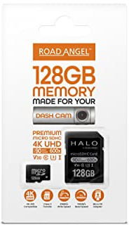Road Angel, 128GB SD-Karte, hergestellt für Dashcams, geeignet für alle Arten von Smartphones und elektronischen Geräten, Class 3 Transfer, Micro-SD-Adapter - Schwarz