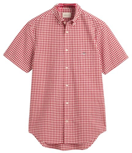 GANT Men's REG POPLIN Gingham SS Shirt, Ruby RED, 3XL