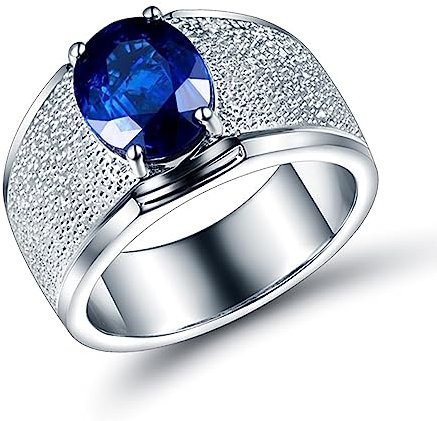 Eheringe Weissgold Herren, Hochzeitsringe Männer 18 Karat Gold Saphir 2ct Ovale Form Matt Komfort Fit Größe 62 (19.7)