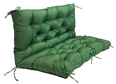 Outdoor Swing Replacement with Backrest - Waterproof Cushion for Patio Porch Garden Chair, 2 or 3 Person Furniture Bench Seat (Dark Green, 39.4x39.4in)