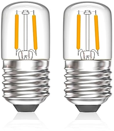 Luxvista 2W E27 LED Pygmy Light Bulbs, 240V Edison Screw LED Night Light Bulb E27 Fridge Bulb 15W ES Pygmy Bulb Replacement T28 Clear Appliance Light, Warm White 2700K (2-Pack)