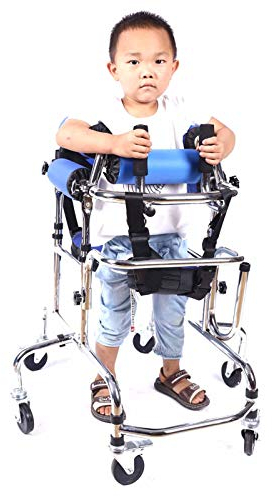 FUYAO Gehhilfen für Behinderte, tragbarer Standfuß, aufrechter Gehwagen für Kinder, Zerebralparese, Behinderung, Rehabilitationstraining, leichter Aluminium-Rollator mit höhenverstellbarem Sitz