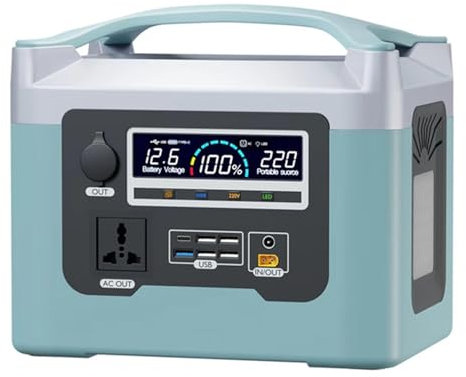 OSMARI Tragbarer Outdoor-Generator, 800 W, 220 V, Mobile Stromversorgung, geeignet für den Aufbau von Ständen, Selbstfahrertouren, Camping, Energiespeicherung und Stromausfall-Notfall,Blue-600Wh