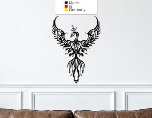 Phönix Metall Wanddeko, Wanddeko Aus Metall, Wandbild aus Metall, Metal Wall Art (Größe: 40 x 29 cm)