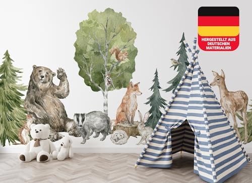 Osomhome Wandtattoo Kinderzimmer Mädchen & Junge: Wald (330x145cm) | Kinderzimmer & Babyzimmer Deko | Wandsticker & Wanddeko Kinderzimmer | Wandaufkleber Kinderzimmer Wall Stickers ms3638