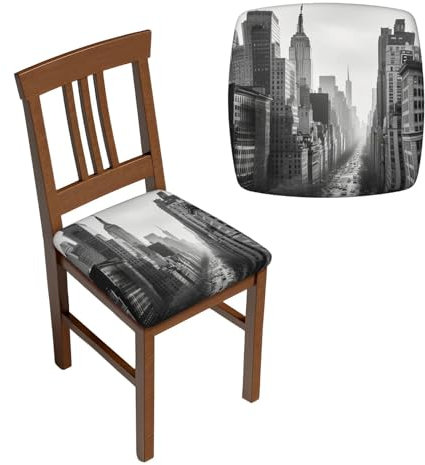 LZQPOEAS Quadratischer Hockerbezug, Motiv: New York, bequem, dehnbar, abnehmbar, waschbar, für Hochzeit, Wohnzimmer, Esszimmer, Büro, Salon, Küche, Einheitsgröße