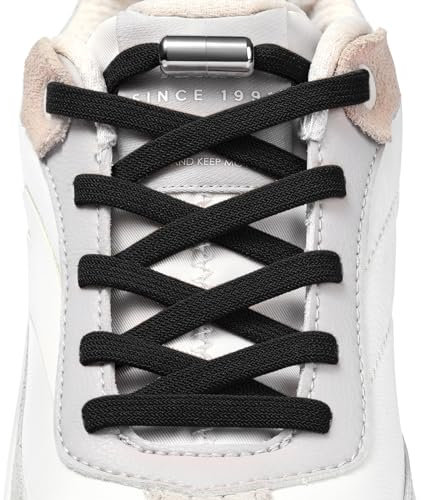 Handshop 2 Pares Cordones Elásticos de Zapatos para Niños y Adultos, Cordones Sin Atar para Zapatillas de Correr, Zapatillas Deportivas Negro 125cm