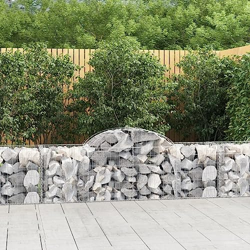YUOTYRKTEJRSG blumentopf Gross,blumentopf mit untersetzer,Gabionen mit Hochbogen 18 STK. 200x50x60/80 cm Verzinktes EisenSuitable for Garden, Patio, Living Room