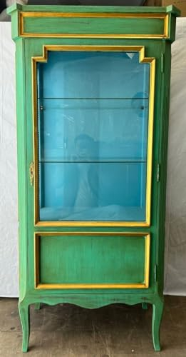 Casa Padrino Barock Vitrine Antik Grün/Gold/Blau - Barock Möbel