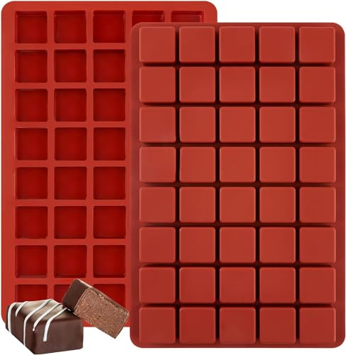 Leslady 2 Stück Silikon Schokoladenform Backform für Brownies und Schokolade, 3 x 3 x 1.8 cm quadratischen Vertiefungen