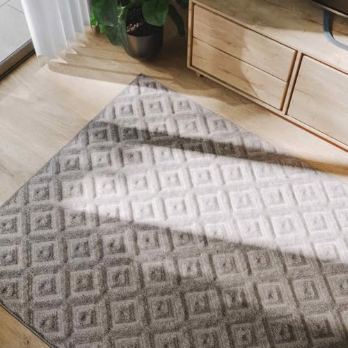 benuta Basic Teppich Leo - Hellgrau 200x290 cm - Abstrakter Relief-Teppich für Wohnzimmer, Schlafzimmer & Flur - Pflegeleicht - Fußbodenheizung Geeignet