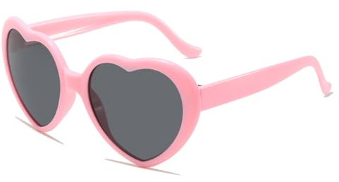 Fc'Noqgn Occhiali da sole per bambini a forma di cuore occhiali da sole polarizzati occhiali da sole per bambini ragazze ragazzi occhiali da sole UV, rosa