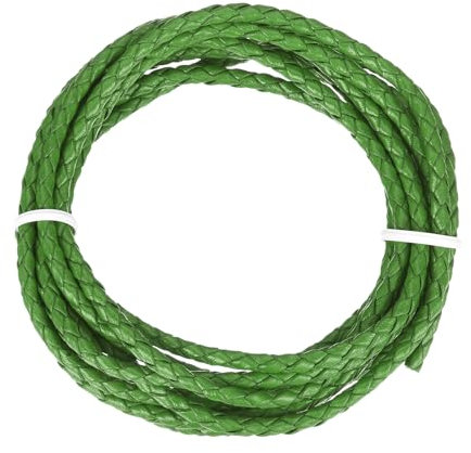 sourcing map Braided Leather Cord, 4mm Round Braided Faux Leather Necklace Cord Bolo Tie String 2 Yard for Jewelry Making Necklace Crafts Beading Braiding 89