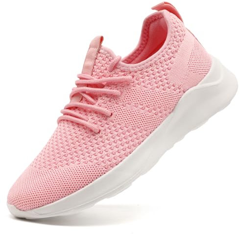 LANGFEUU Damen Turnschuhe Sneaker Schuhe Damen Sportschuhe Laufschuhe Tennisschuhe Outdoor Running Damen Walkingschuhe Straßenlaufschuhe rutschfest Atmungsaktiv Leichtgewichts Rosa 40