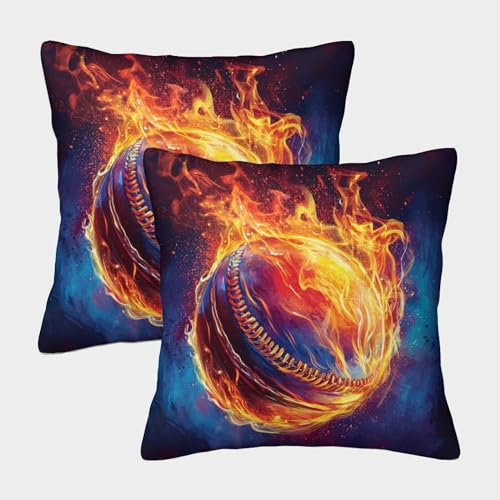 GQLIDDAOE Baseball 2er Set Zierkissenbezüge dekokissen Zierkissen für Sofa Schlafzimmer Kissenhülle 40x40cm