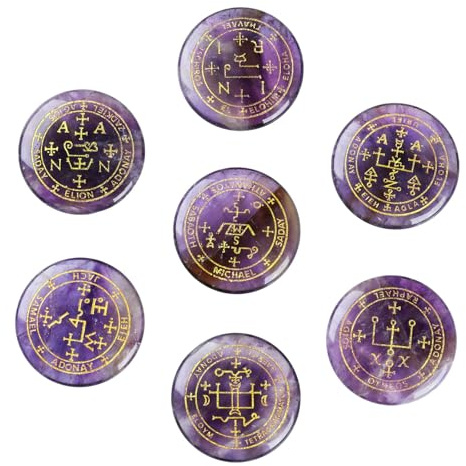 dssmboom Set von 7 Erzengeln Reiki Symbole Steine Amethyst Kristall