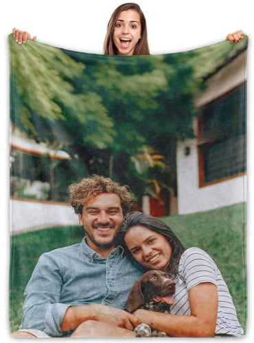 ROHBVMN Personalisierte Decke mit Foto- und Textdruck,Decke personalisiert babydecke, kuscheldecke personalisiert für Freundin, Freund,Ehemann, HD-Druck Foto-Decke fotodecke selbst gestalten