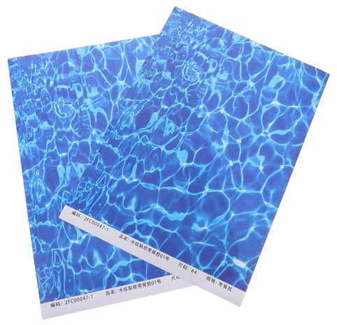 PHENOFICE 10 Sheets Water Pattern Paper Wall Sticker Decor Aquarium Background Water Wallpaper Water Texture Decal Living Room Wall Sticker Background Sticker Plastic Blue