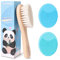 SAMEBUTECO Baby Hair Brush and Cradle Cap Brush Set Goat Hair Bristles Brush 2 Pieces Silicone Cradle Cap Brushes Wooden Handle Newborn Brush Kit for Newborns and Toddlers 3 Packs