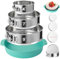 OYAOL 4, 7, 9 Inches Springform Pan Set - 304 Stainless Steel Nonstick Leakproof Springform Cake Pan Set with Removable Bottom, 10 Inch Silicone Cheesecake Pan Protector with 60 Pcs Parchment Paper