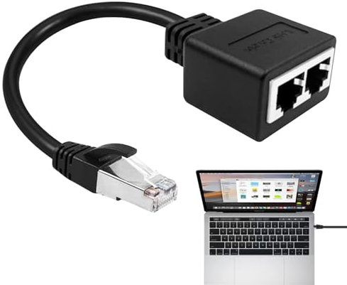 Coupleur RJ45,1 Mâle vers 2 Femelles Adaptateur Multiprise Ethernet,1 Pièce Noir Répartiteur RJ45,Doubleur RJ45 Compatible avec Ethernet Cat5 Cat5e Cat6 Cat7