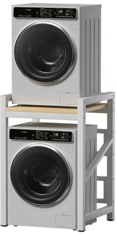 ACLFF Waschmaschine Trockner Schrank, Regal über Waschmaschine, Waschmaschinenregal aus Stahl und Massivholz, Tragfähigkeit 300 kg, für Badezimmer Küche Balkon Waschküche, 73x63x105 cm