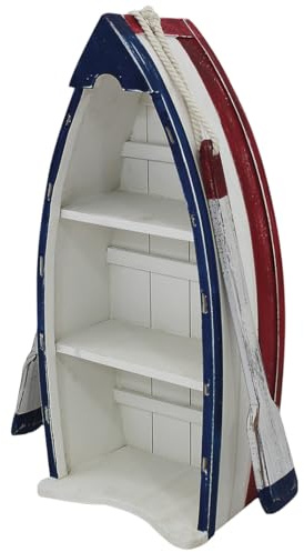 Bootsregal mit Paddel Holz Deko Maritime Aufbewahrung Antik-Stil 49cm