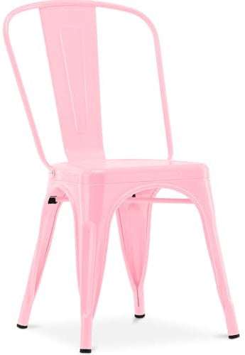 Iconik Interior Tolix Style Chaise de Salle à Manger - Design Industriel - Acier - Nouvelle édition - Stylix Rose