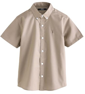 NEXT Jungen Logo Oxford-Kurzarmhemd mit hohem Baumwollanteil, Logo 98-176