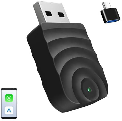 Sunweyer S21 Adaptador inalámbrico CarPlay y Android Auto, 2 en 1, adaptador inalámbrico de conectividad para coche, Plug & Play, puerto USB A a USB C, adaptador inalámbrico para coche a partir de
