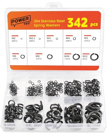 342 Pcs Black Stainless Steel Penny Washers Spacers Set,Assorted Metal Washers For Bolt Sscrews,Flat Washer For Home Decoration Factories Repair (342, black, Stainless Steel Spring Washers)