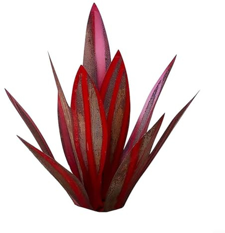Metall Agave Tequila Pflanze Skulptur DIY Metall Tequila Agave Pflanze Skulptur Rustikale Gartendekoration Wetterfeste Dekorative Statue für Outdoor Indoor Hof Terrasse Rasen Ornament 27 cm (rot)