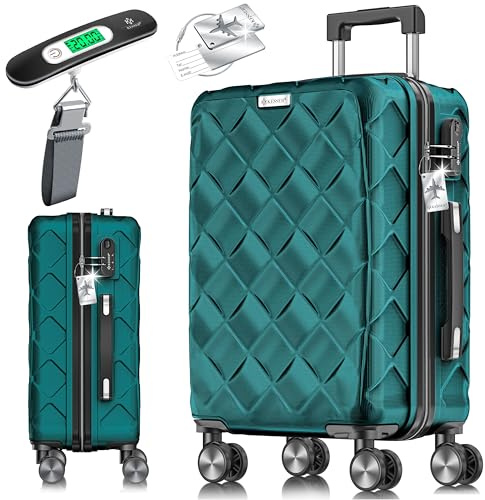 KESSER® Reisekoffer 55L Koffer Handgepäck ABS Hartschalenkoffer mit Zahlenschloss, Kofferwaage & Reisebrieftasche 360° Rollen | Rollkoffer für Business & Reise Trolley Petrol Teal