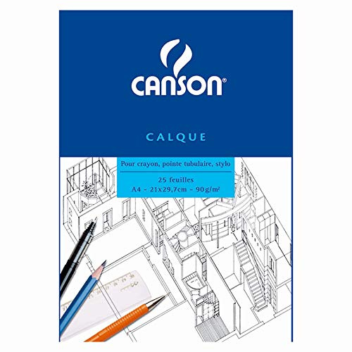 CANSON 200757203 Transparentpapierblock, DIN A4, 90/95 G/qm, 25 Blatt