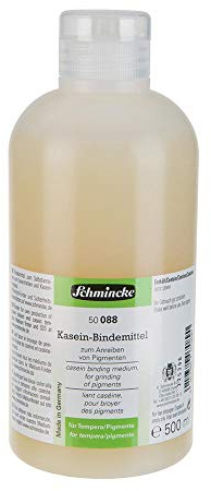 Schmincke - Kasein-Bindemittel, Bindemittel zum Selbstanreiben von Kaseinfarben, wasserverdünnbar, wischfest,wasserlöslich auftrocknend, 500 ml